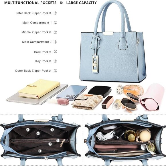 Crossbody Purses and Handbags for Women PU Leather Tote Shoulder Bags Top Handle - Picture 5 of 7